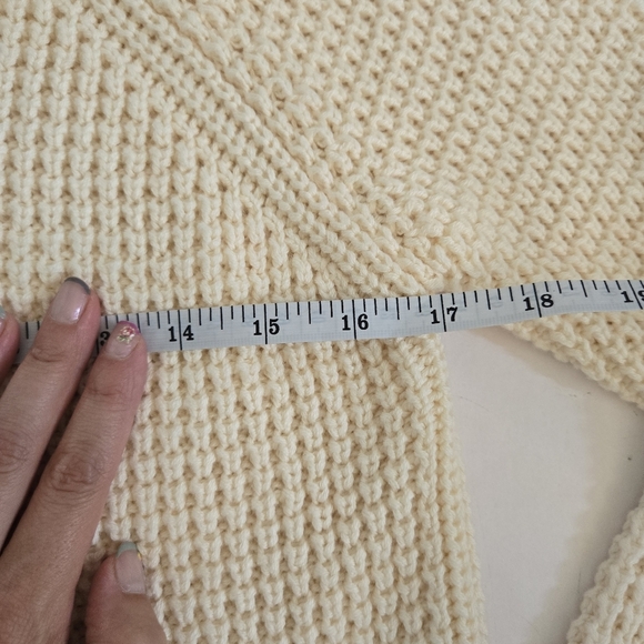 525 America Cream Shaker Turtleneck Sweater cotton knit oversized fit sz Sm - Picture 9 of 11